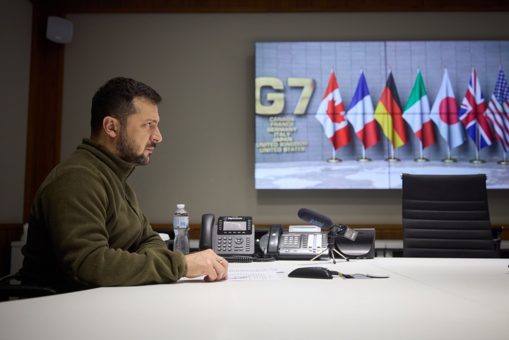 世界七大工業國集團(G7)領袖11日在和烏克蘭總統澤倫斯基(Volodymyr Zelensky)舉行會談。 (圖:烏克蘭總統府)
