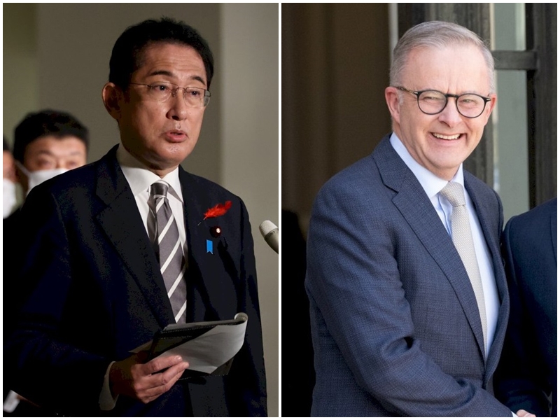 日本首相岸田文雄和澳洲總理艾班尼斯22日會面時，將尋求簽署一份新的安全協議。(AFP/合成圖)
