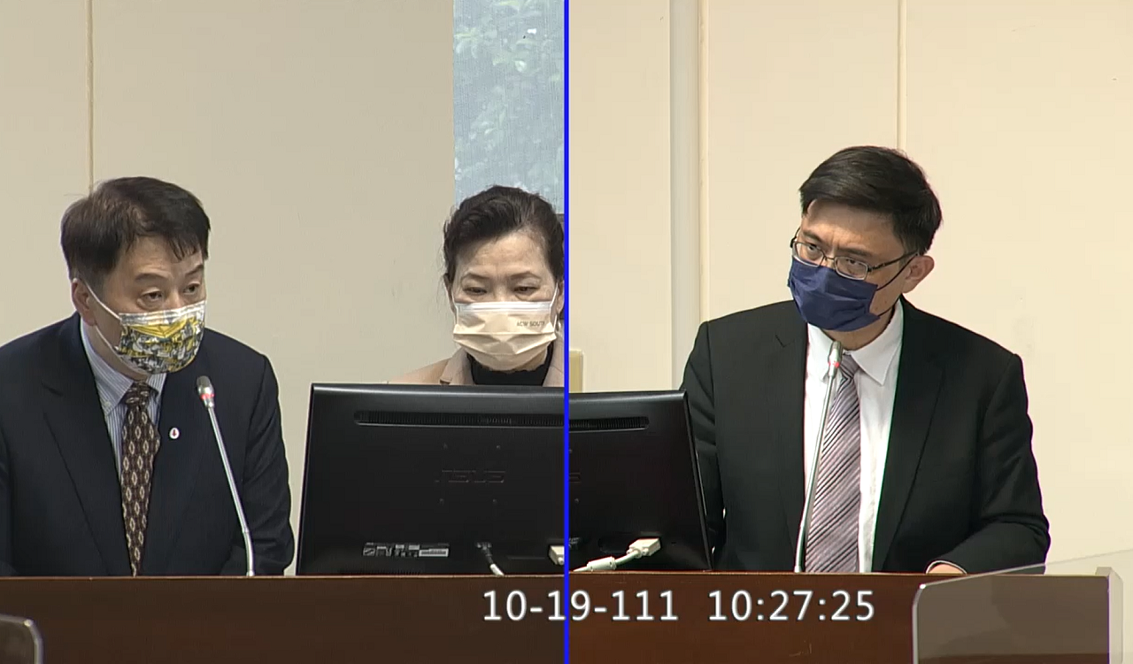 資策會執行長卓政宏(左)表示，13日已向高虹安發出律師函，在送抵後7日內，高虹安須做回應，否則資策會將提出訴訟。(圖擷自立法院IVOD)