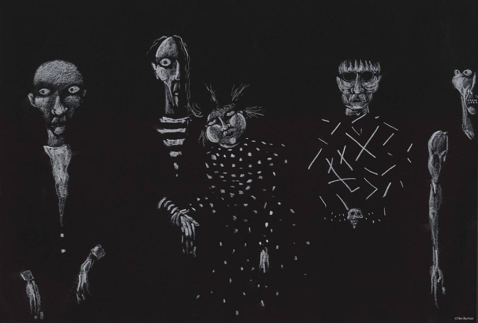 《提姆波頓異想世界展》登台展出，展間包括包含這位怪才導演執導的經典電影中的角色創作及畫面手稿。(時藝多媒體提供)