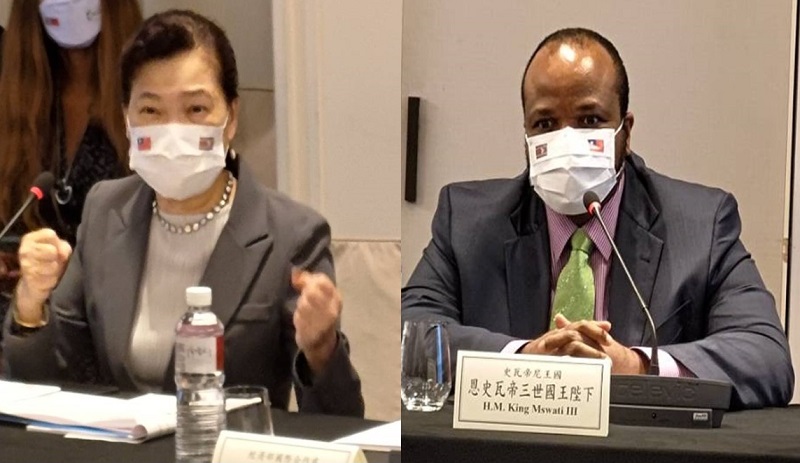 經濟部長王美花21日與史瓦帝尼王國國王恩史瓦帝三世進行會談。(圖：經濟部)