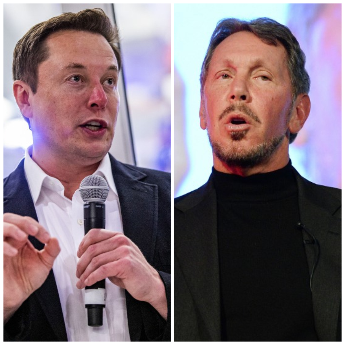特斯拉創辦人馬斯克(圖左)和甲骨文（Oracle）創辦人艾里森（Larry Ellison／圖右）(AFP)