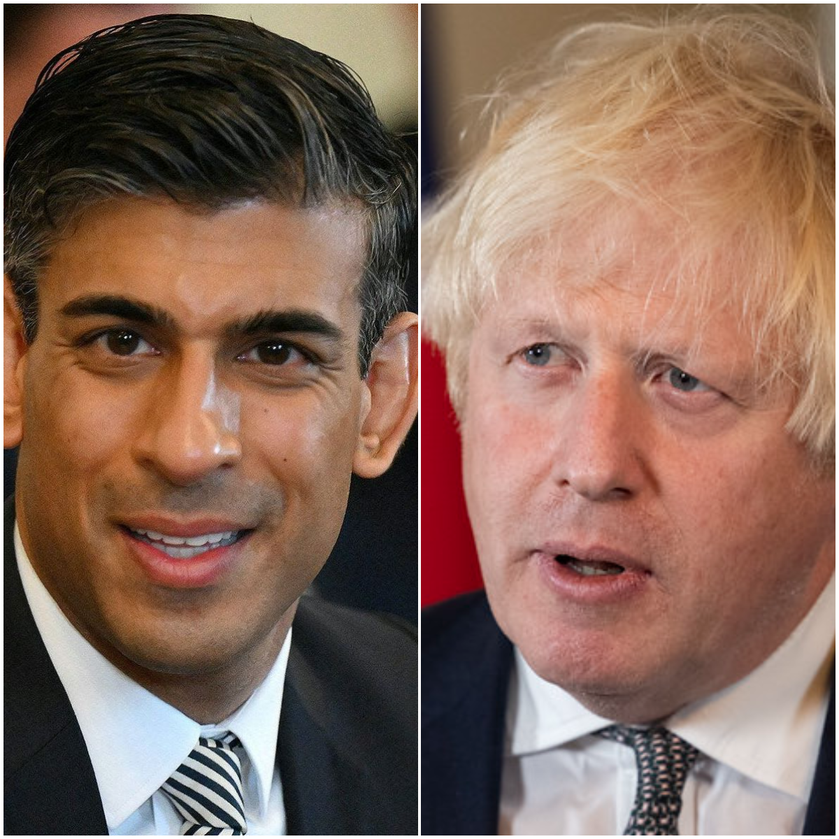 英相熱門人選，強生(右／圖取自英國政府)和蘇納克(左／取自法新社)進行面對面會談。