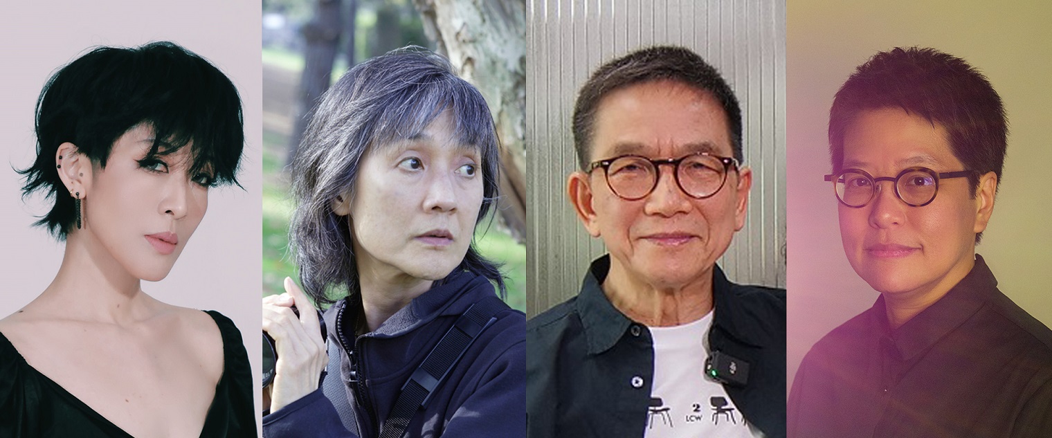 陳珊妮(左起)、羅卓瑤、方令正、李耀華擔任2022金馬創投「百萬首獎」決審評審。(金馬執委會提供)