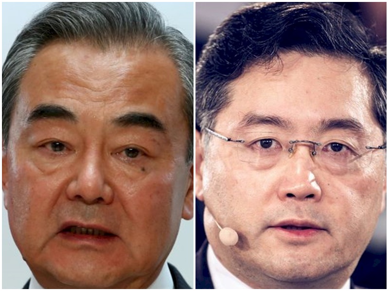 中國駐美大使秦剛(右)、國務委員兼外長王毅。(合成圖)