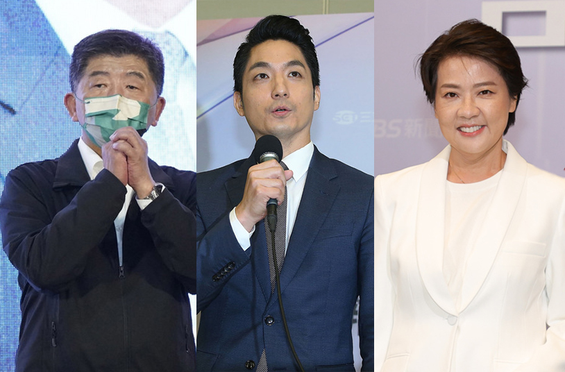 民進黨台北市長候選人陳時中(左起)、國民黨台北市長候選人蔣萬安、無黨籍台北市長候選人黃珊珊。(合成照/中央社)