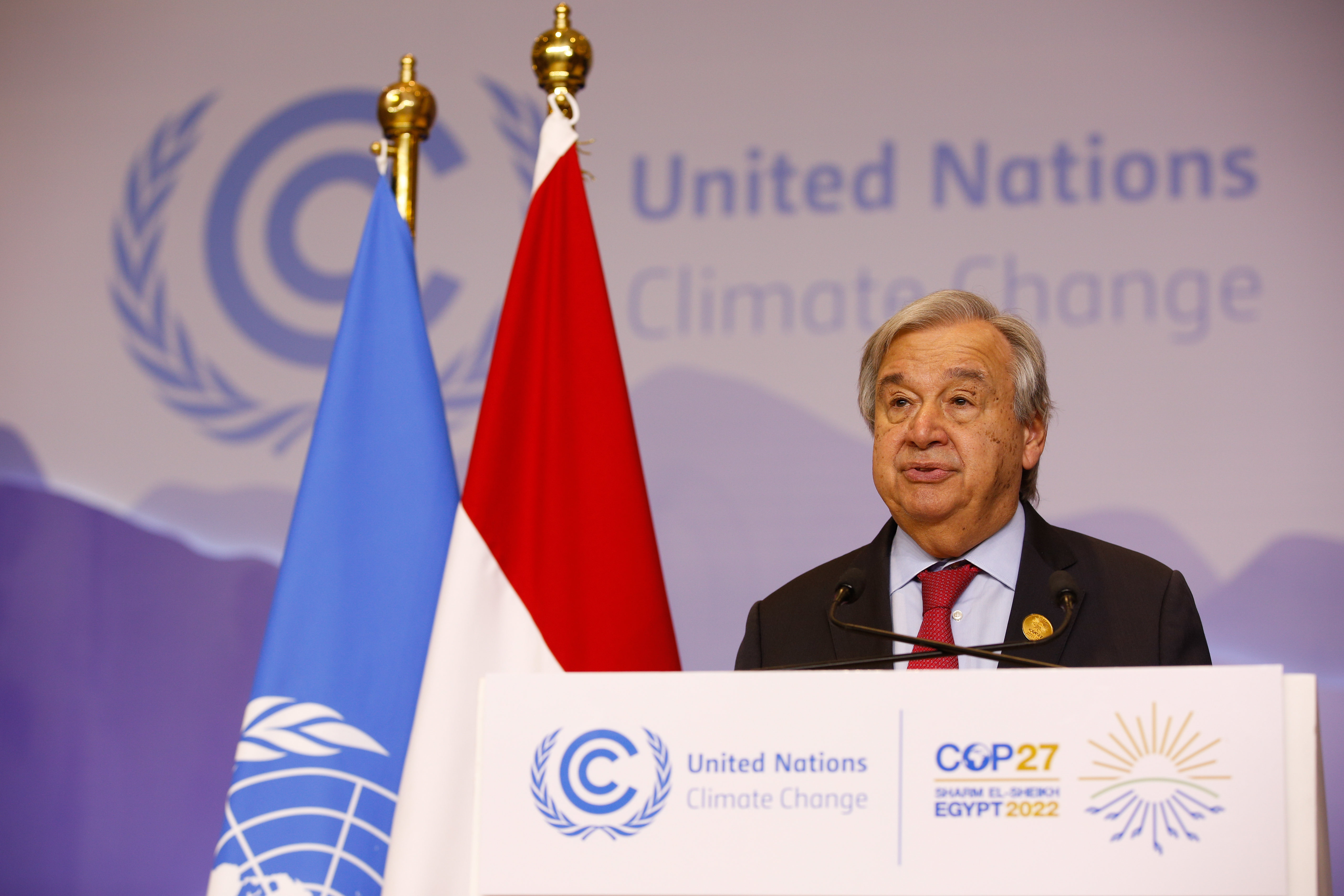 聯合國秘書長古特瑞斯(Antonio Guterres)在COP27會議上演說。 (圖:UNFCCC)