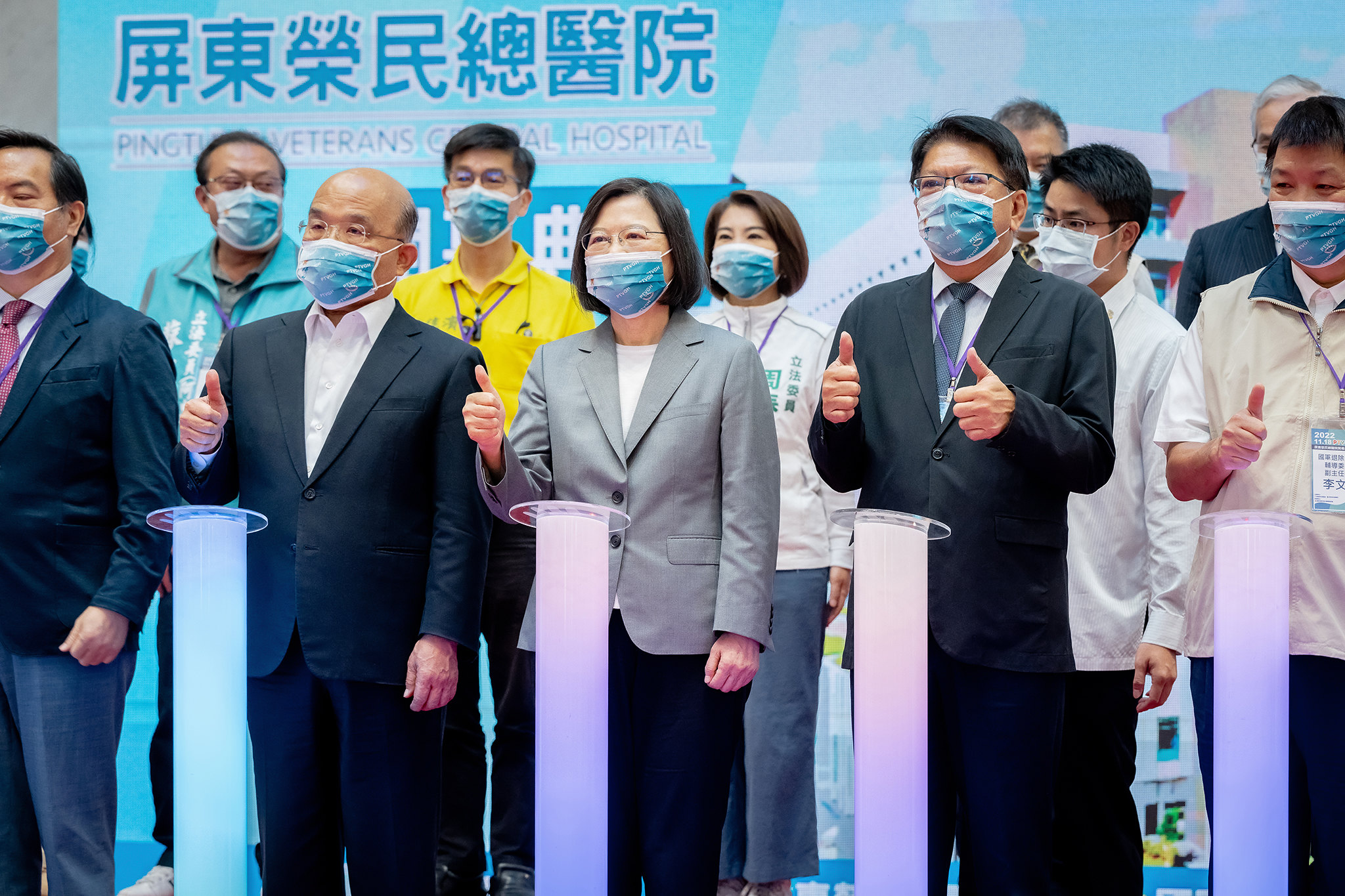 蔡英文總統出席屏東榮民總醫院的開幕典禮。(總統府提供)
