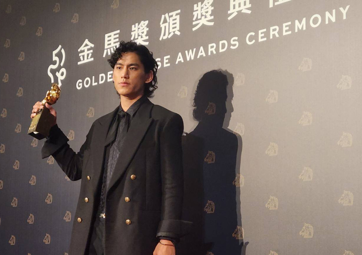 《黑的教育》演員朱軒洋奪第59屆金馬獎最佳男配角。(江昭倫 攝)