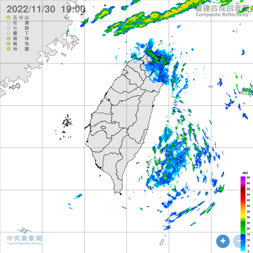 中央氣象局提醒，12月1日在基隆北海岸、大台北山區及宜蘭地區可能有大雨發生。(圖:中央氣象局)