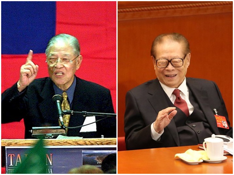 前總統李登輝(左)、中共前總書記江澤民。合成圖。