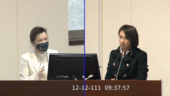 民進黨立委邱議瑩(右)質詢經濟部長王美花。(立院直播)