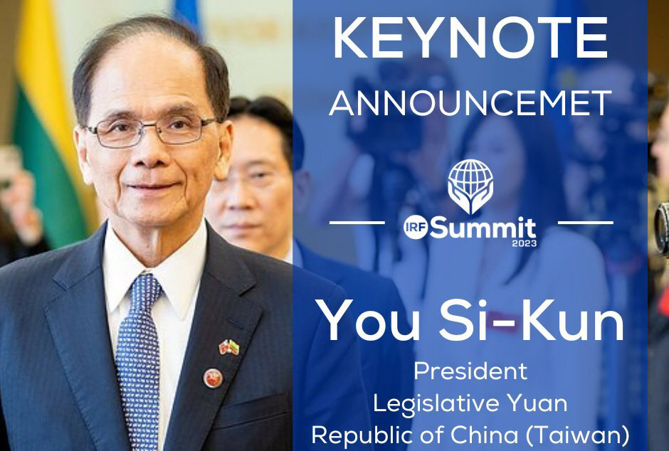 2023年國際宗教自由峰會(IRF Summit 2023)預定明年1月底在華府舉行，立法院長游錫堃將以台灣民主基金會董事長的身分受邀於峰會發表演說。(圖:IRF Summit 推特)