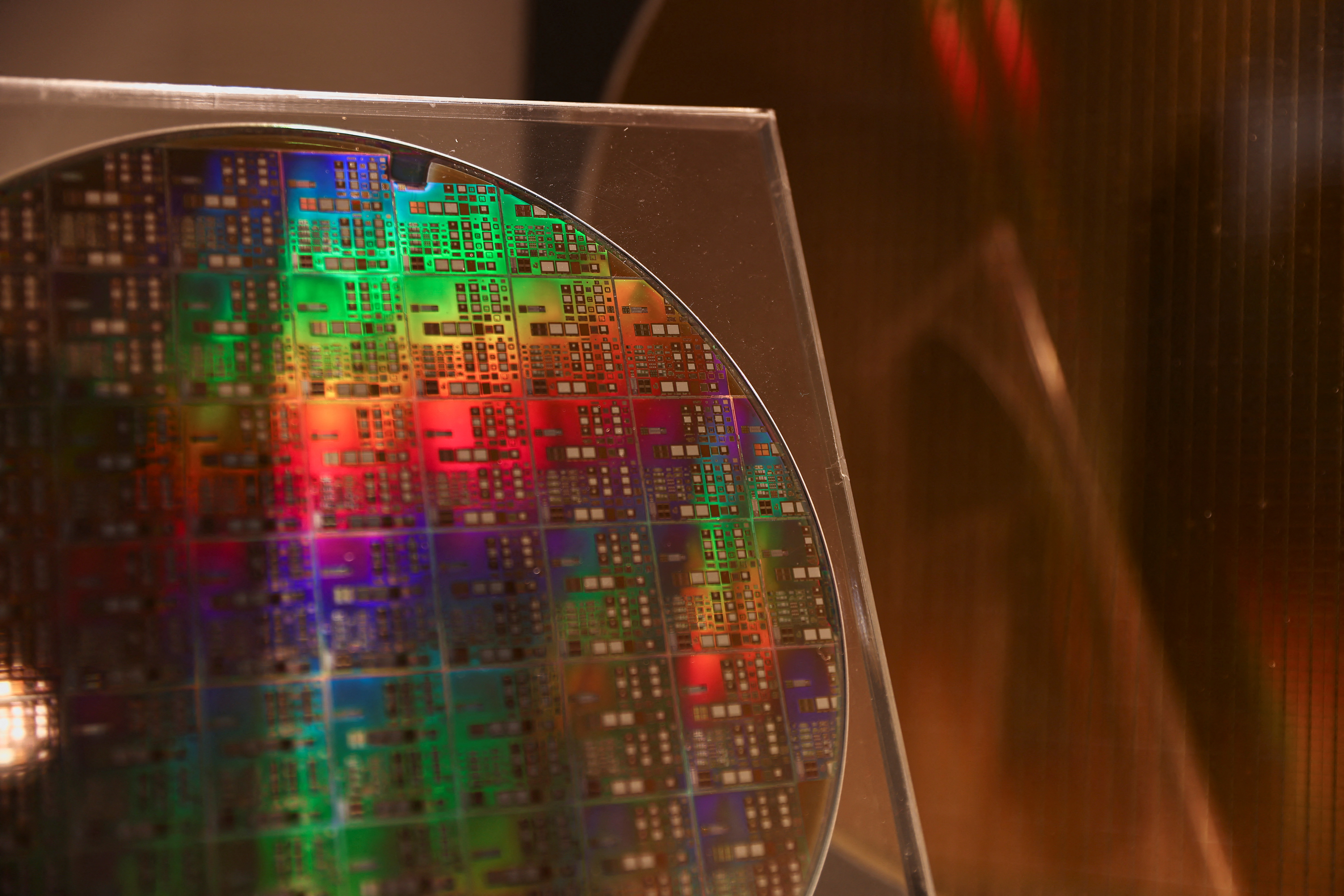 晶圓。攝於位在竹科的台積電研究所 (TSRI)。2022.9.16 (路透社/達志影像)