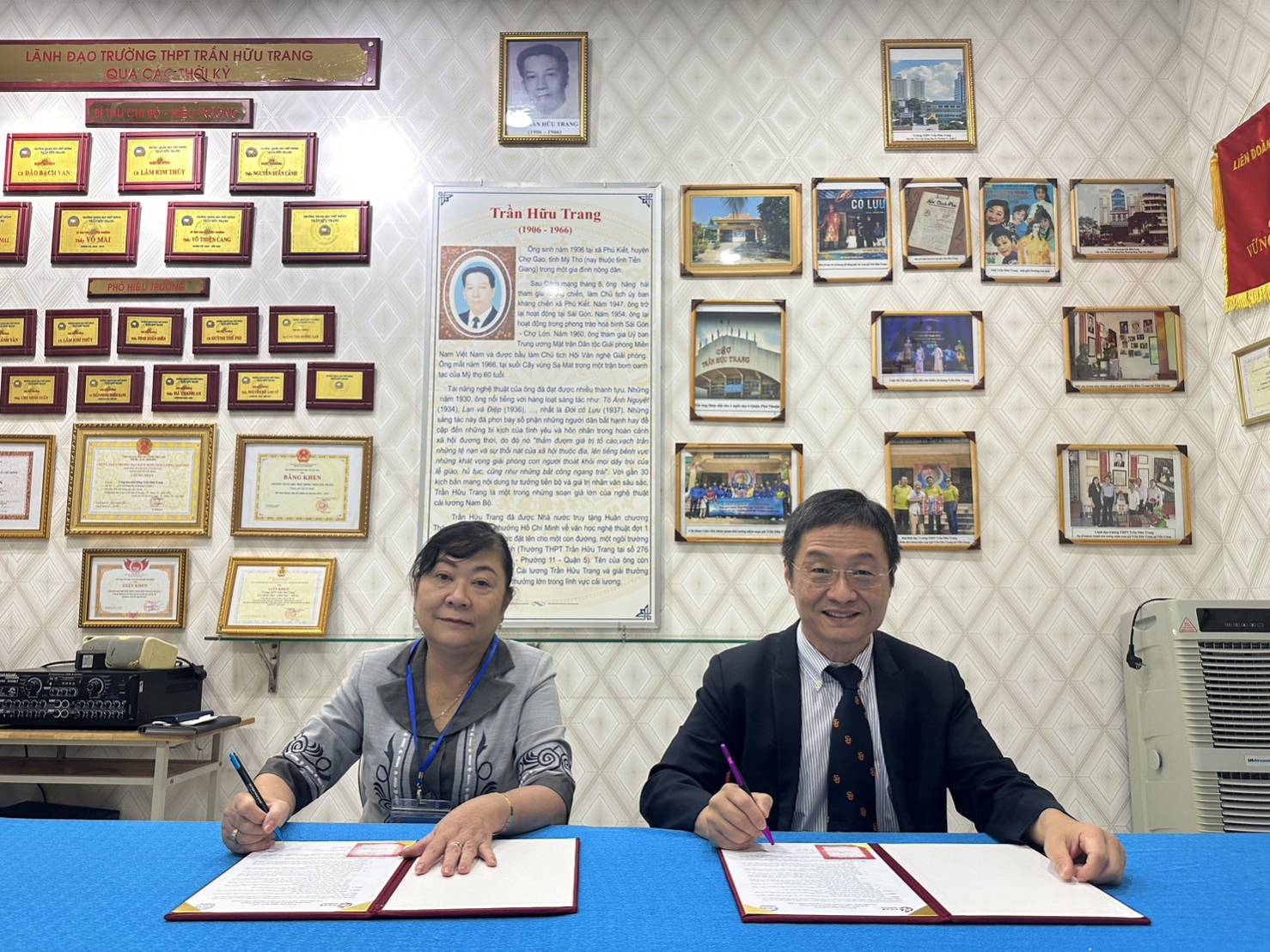 醒吾科技大學與陳友莊高中簽署推動華語文教育合作意向書。(醒吾科大提供)