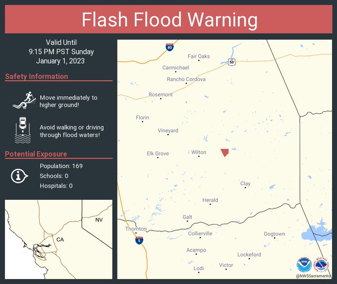 美國國家氣象局發布的山洪警報將持續到1日晚上9:15。(Twitter/@NWSFlashFlood)