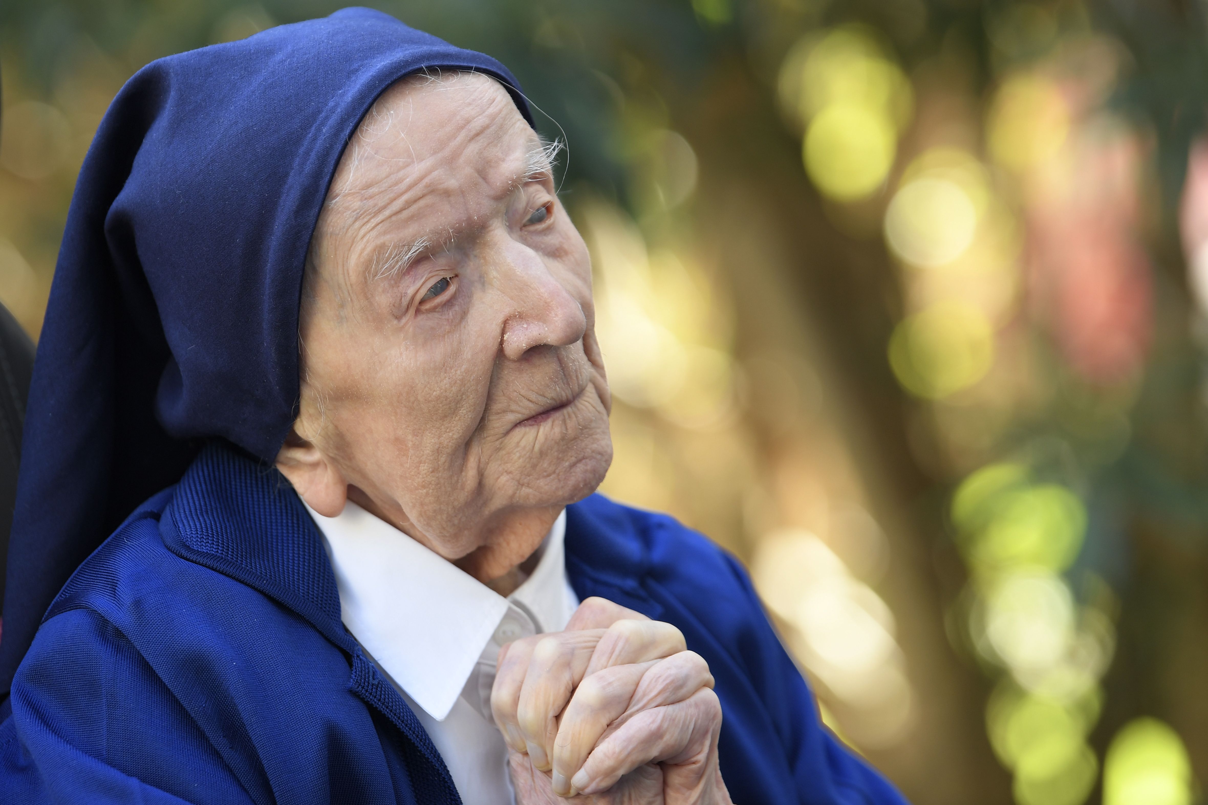 世界上已知最年長的人瑞、118歲的法國安德瑞修女(Sister Andre)辭世。(資料照片/AFP)
