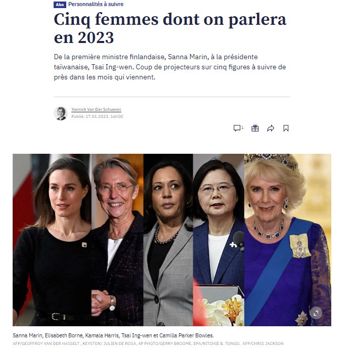 蔡英文總統入列世界5位女性。(圖：擷取自 https://www.tdg.ch)