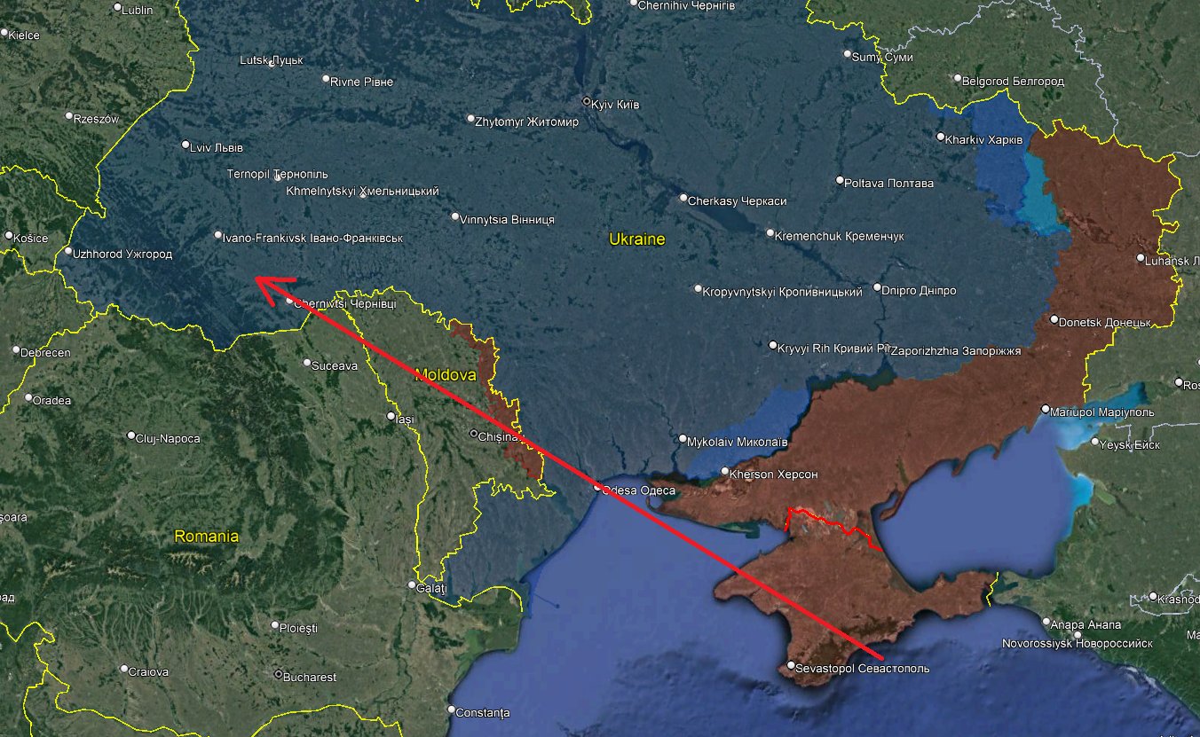 烏克蘭與摩爾多瓦(Moldova)表示，1枚俄羅斯巡弋飛彈10日越過摩爾多瓦領空。(圖:推特@Tendar)