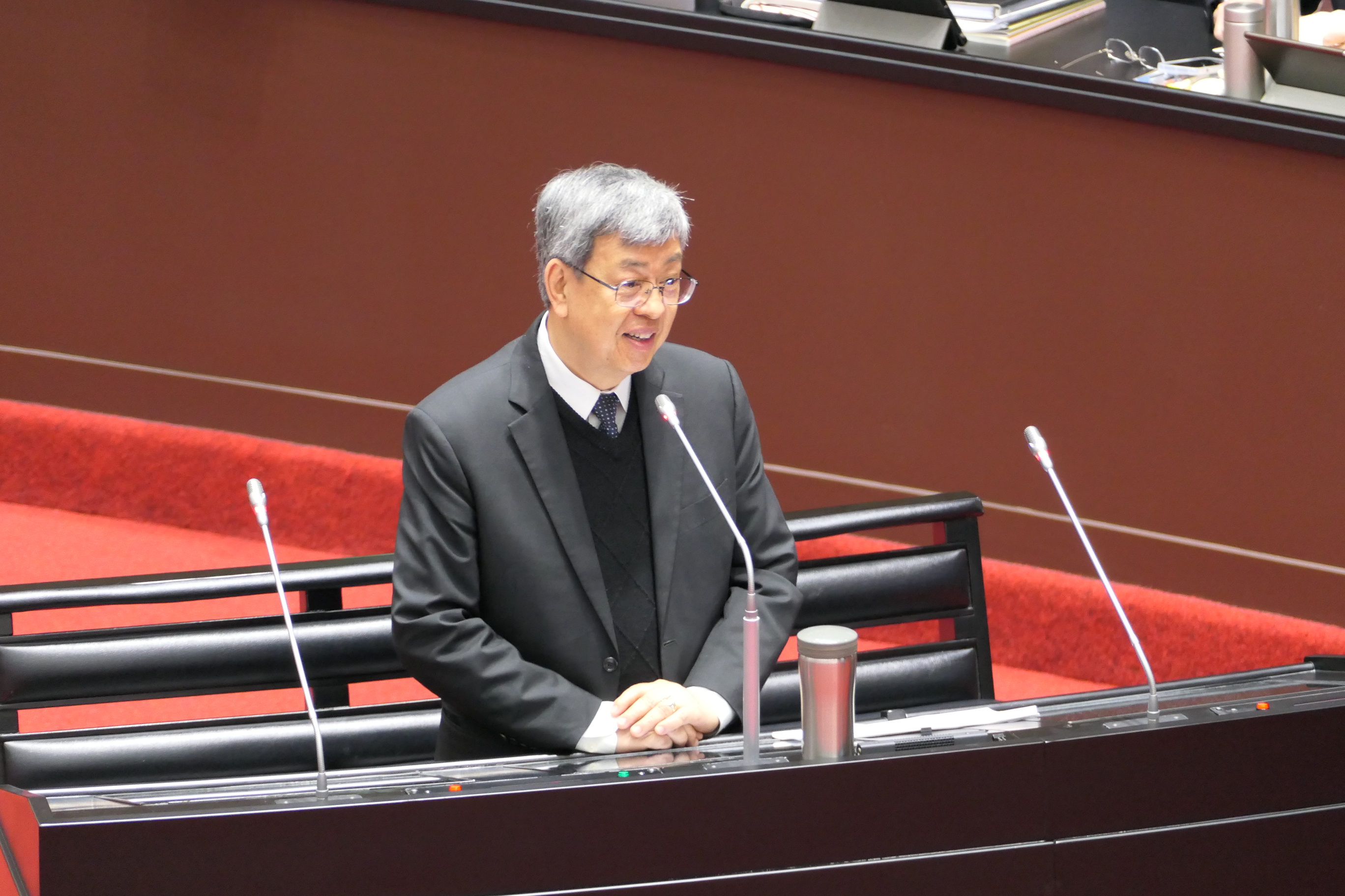 行政院長陳建仁24日到立法院施政報告並備詢。(趙婉淳攝)