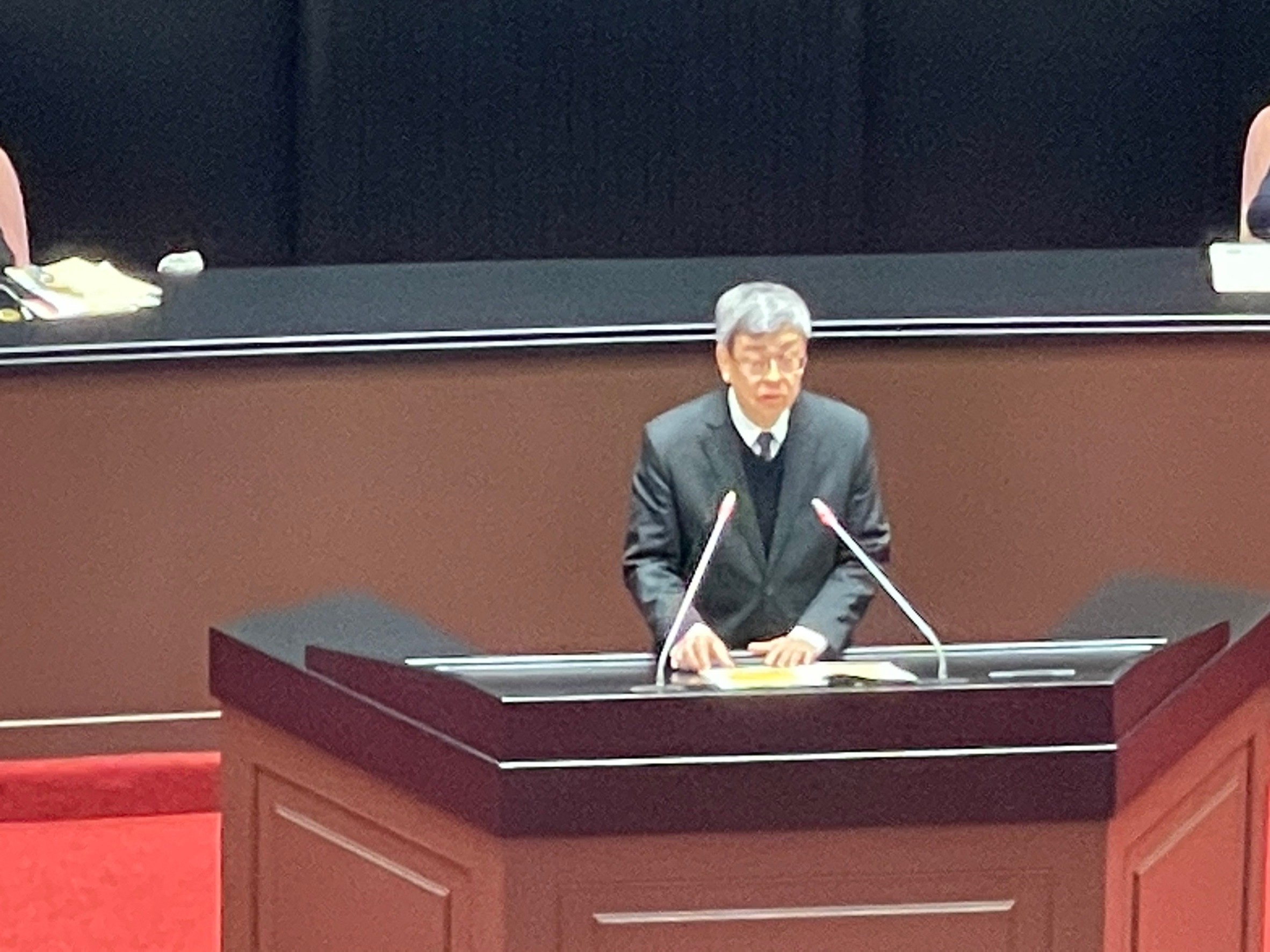 行政院長陳建仁今天(24日)首次到立法院施政報告。(趙婉淳 攝)