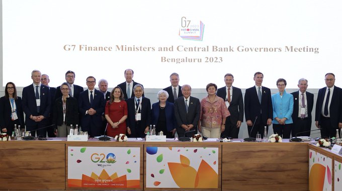 G20財長會議因中俄阻撓而無法在印度舉行的會議上通過聯合聲明。(Twitter/@MOF_Japan)