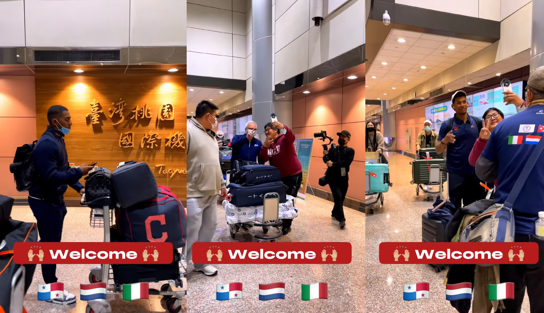 2023世界棒球經典賽(WBC)A組預賽8日開打。部分義大利隊、荷蘭隊和巴拿馬隊球員3日陸續抵台，在機場替粉絲簽名、合影，展現親和力。(合成圖/翻攝自悍創運動行銷臉書)