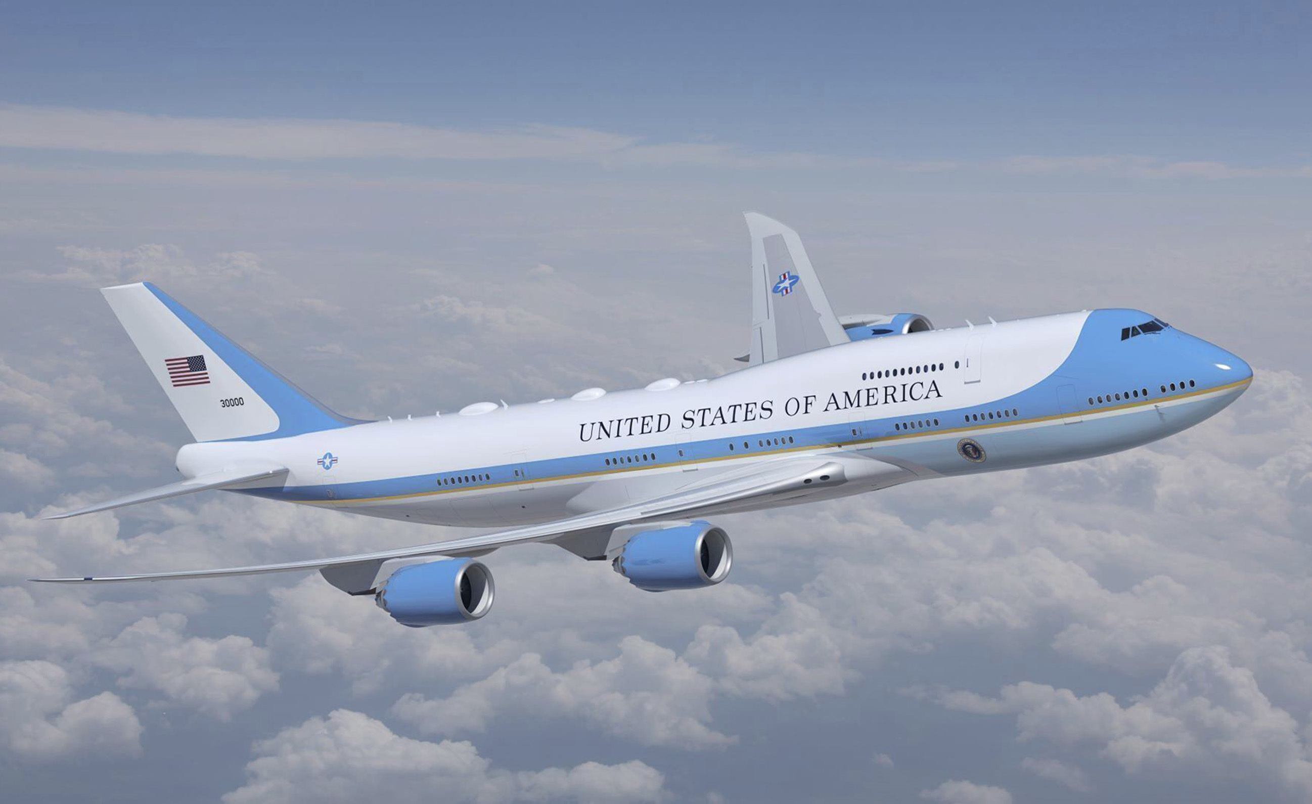 美國空軍(US Air Force)10日公佈空軍一號(Air Force One)的新配色。(美聯社/達志影像)