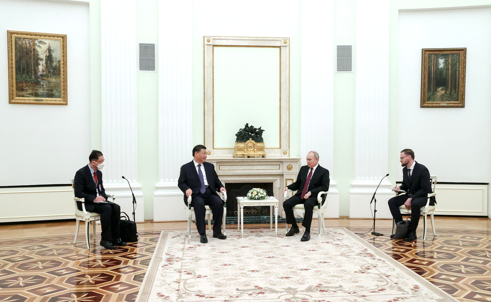 俄羅斯總統蒲亭（Vladimir Putin）20日與到訪的中國國家主席習近平進行會談。 (圖:克宮)