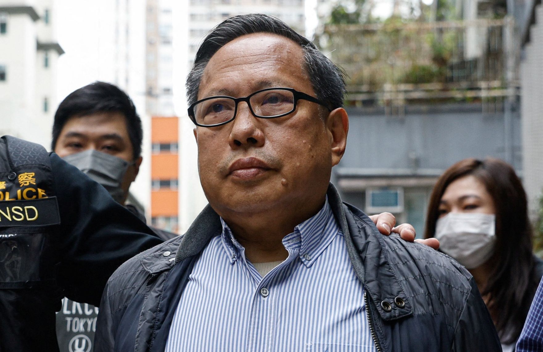 已解散的香港支聯會前副主席何俊仁 (中)。資料照。 (路透社/達志影像)