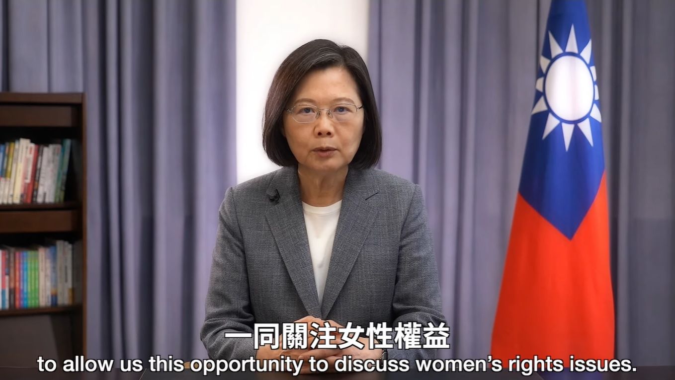 蔡英文總統15日上午以錄影方式為「亞洲區崇她大會開幕典禮」致詞。 (圖:翻拍總統府YT)