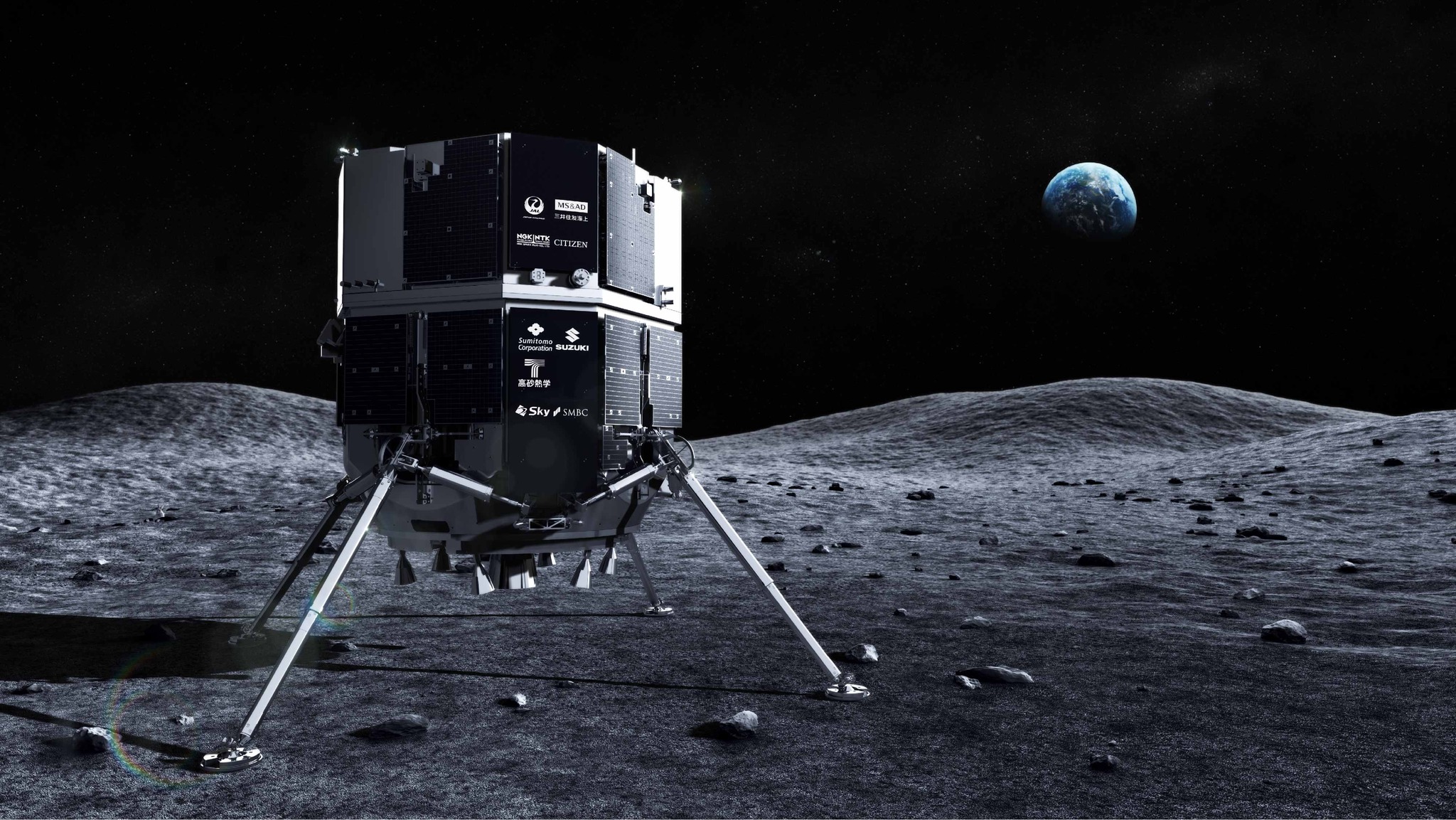 日本航太新創公司ispace「白兔-R」M1登月艙（Hakuto-R Mission 1）。示意圖。 (圖:ispace)