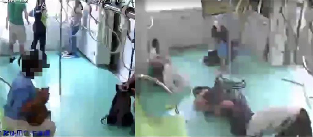 中捷11日公布列車撞上吊臂事故時的監視器畫面。(台中捷運公司提供)