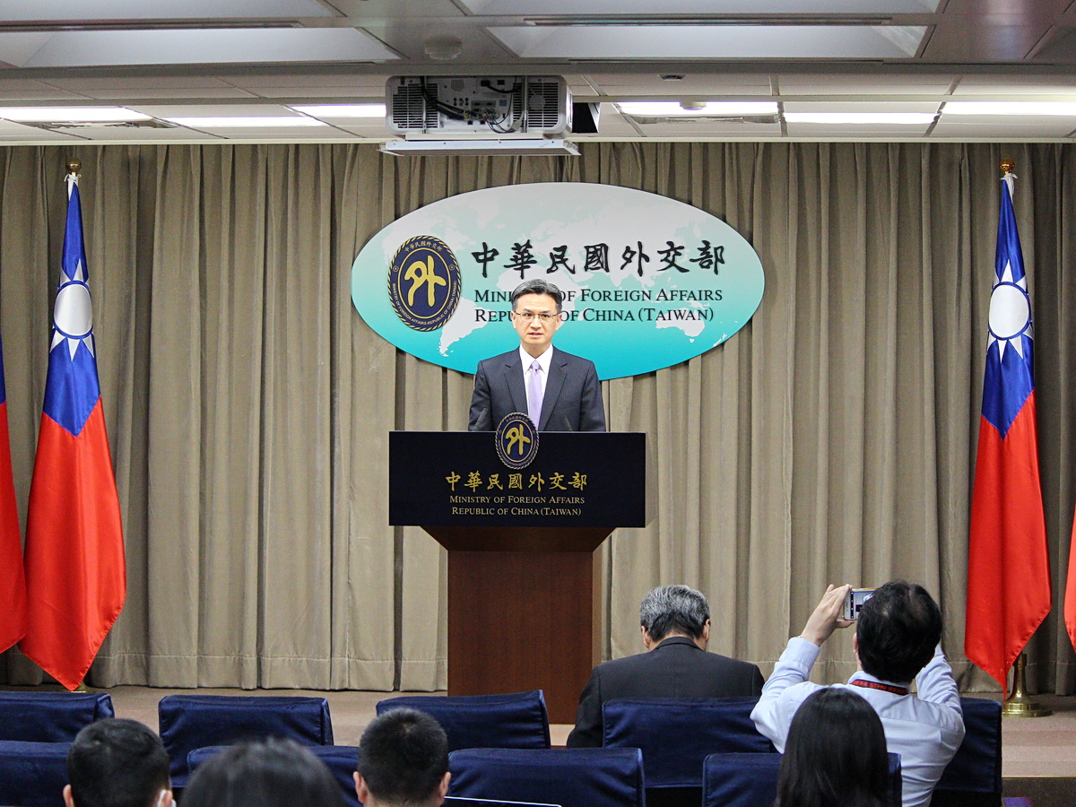 外交部發言人劉永健表示，中國蓄意將聯大第2758號決議與其一中原則掛鉤，是中國對國際社會的輿論戰、認知戰及法律戰 (央廣記者王照坤 攝)
