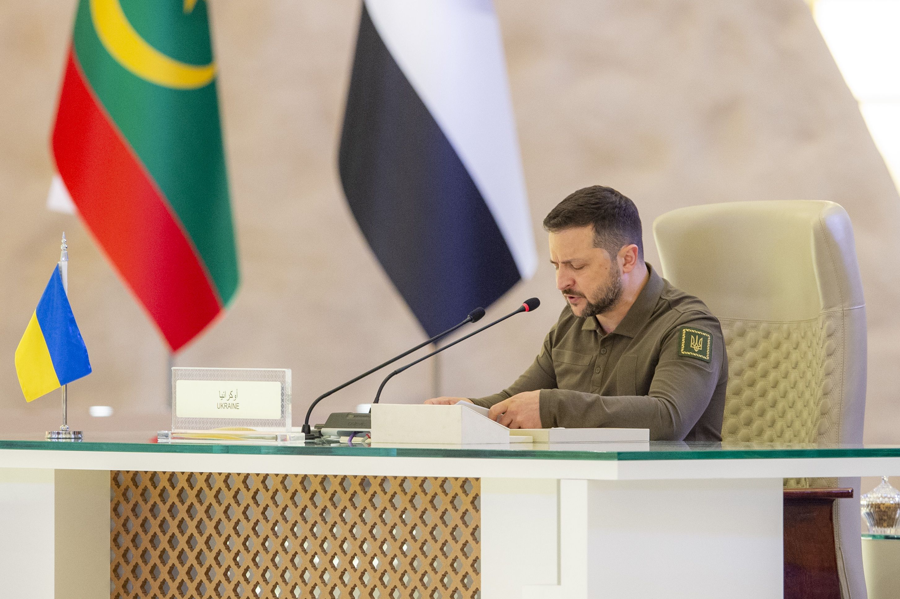烏克蘭總統澤倫斯基（Volodymyr Zelensky）19日在阿拉伯聯盟（Arab League）峰會發表談話。 (圖:烏克蘭總統府)