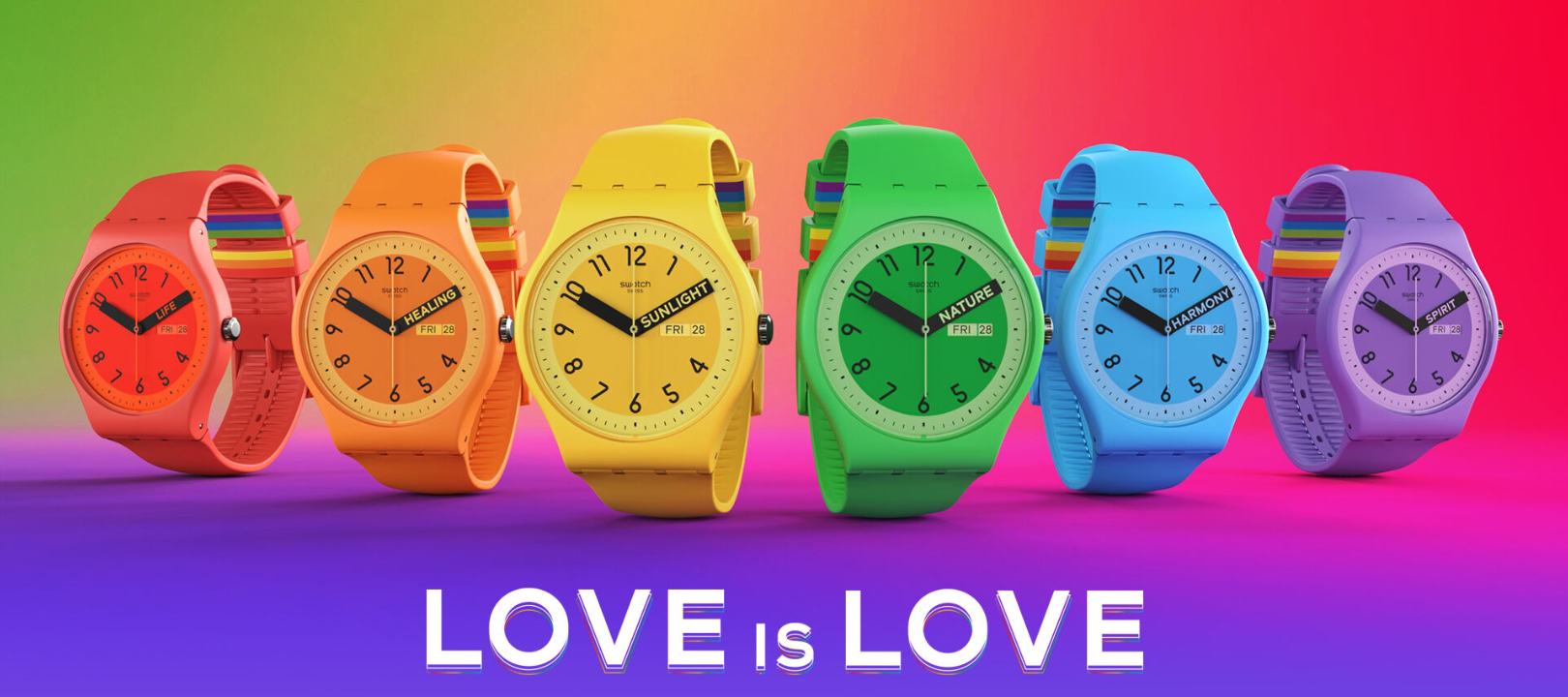 瑞士鐘錶製造商Swatch製造的彩虹手錶。(圖：Swatch)