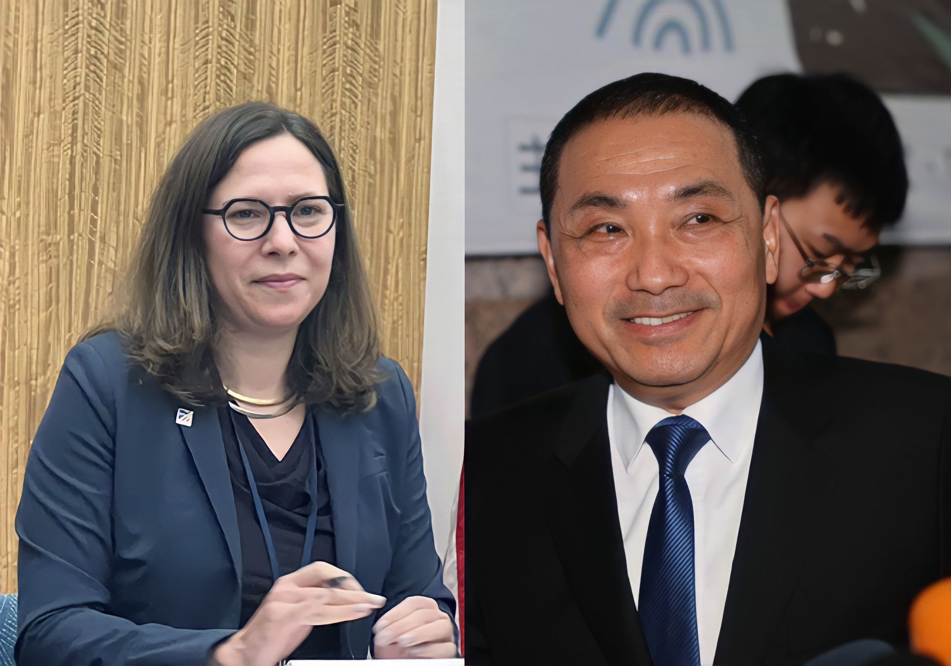 美國在台協會主席羅森柏格(Laura Rosenberger)7日晚間與新北市長侯友宜在市府見面，雙方閉門會議不公開。(合成圖/中央社)