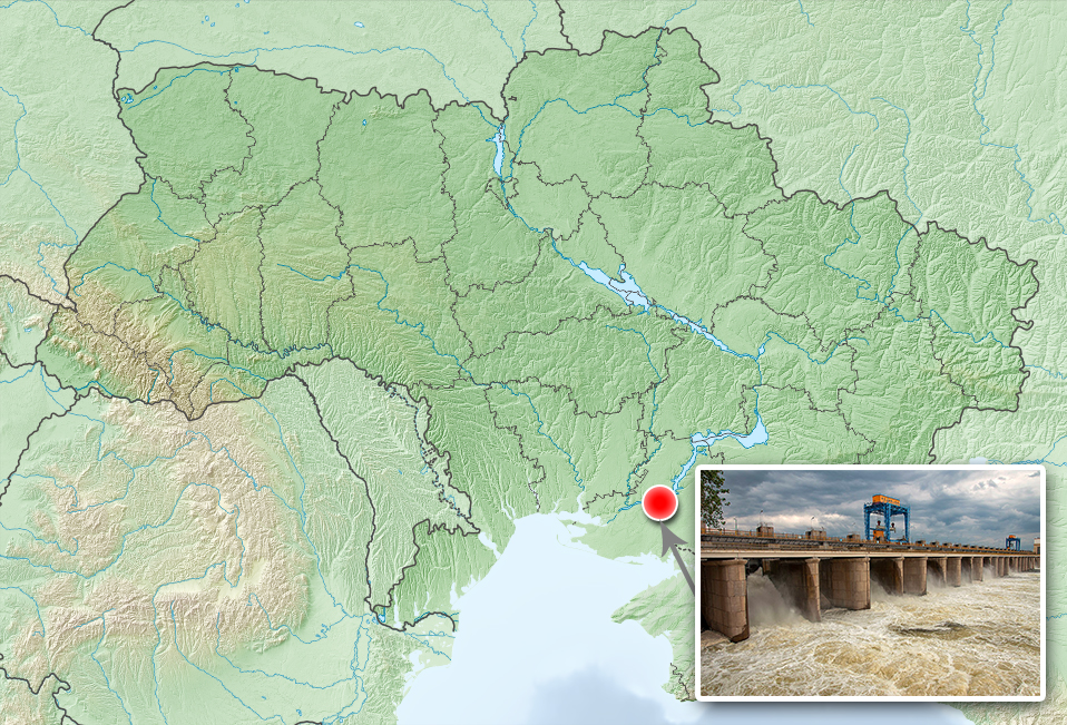 位於烏克蘭南部的卡科夫卡(Kakhovka)水壩。(資料照/維基百科)
