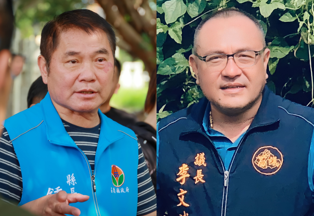苗栗縣長鍾東錦(左)表示，會跟著黨部腳步一起走；苗栗縣議會議長李文斌(右)則表態挺侯。(合成圖/臉書)