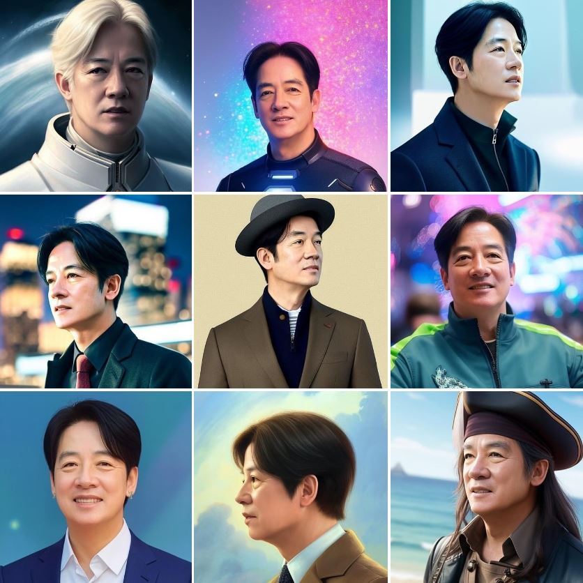 賴清德使用LINE「AI自拍」生成的肖像照片。 (圖：Instagram)