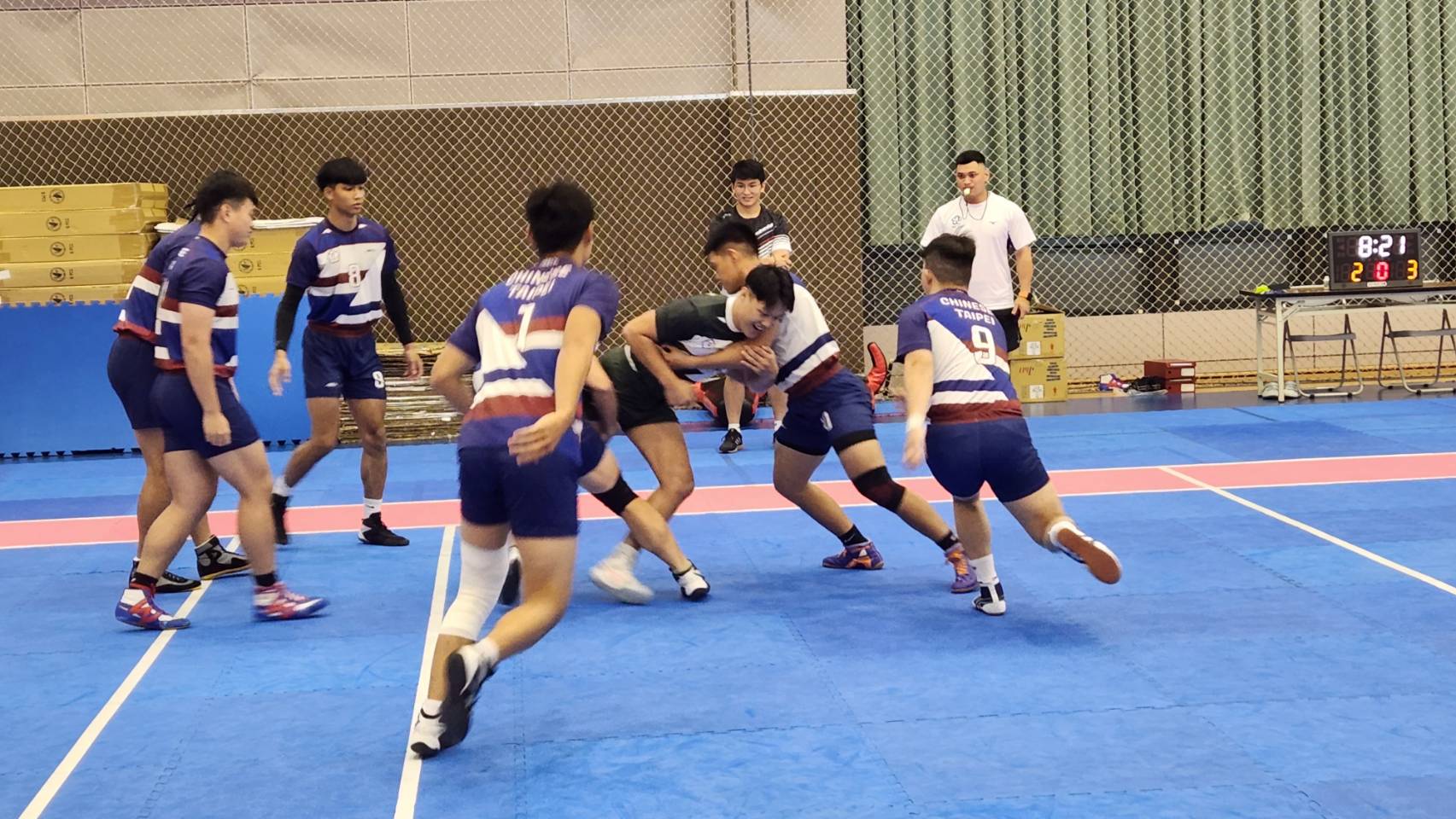 本屆杭州亞運，台灣男子首度有代表隊要爭戰卡巴迪項目，選守們目前正在國訓中心積極備戰。(江昭倫 攝)