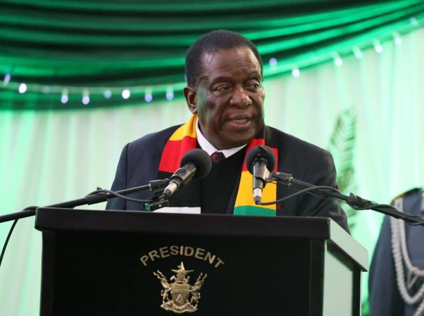 辛巴威總統姆南加瓦27日表示，辛巴威不缺糧食，但感謝俄羅斯總統蒲亭願意提供免費穀物。(圖:推特@edmnangagwa)