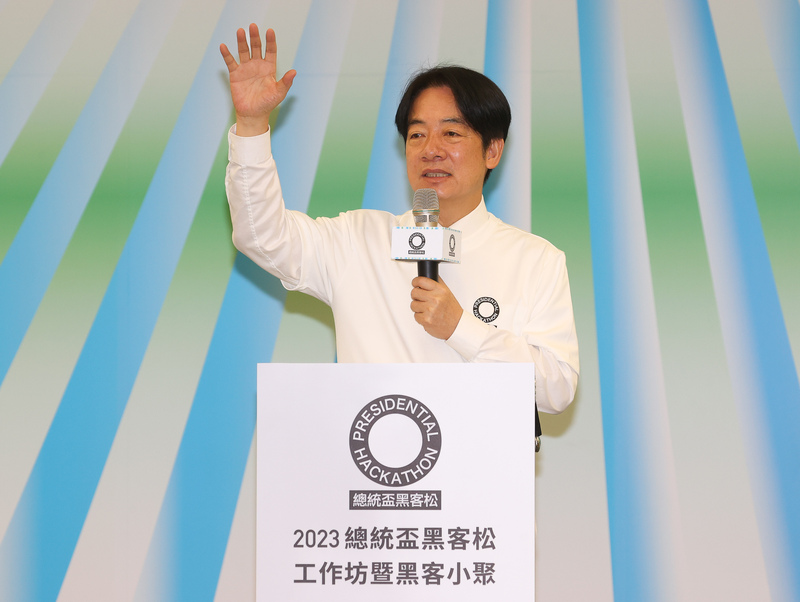 「2023總統盃黑客松工作坊暨黑客小聚」4日上午在台北國際會議中心舉行，副總統賴清德（圖）出席致詞。 (圖：中央社)