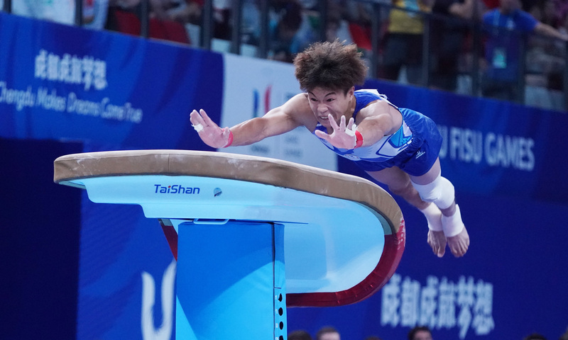 25歲台灣體操好手曾為聖5日在成都世大運男子跳馬決賽，以14.416分替台灣再添一面銀牌。（大專體總提供） (圖：中央社)