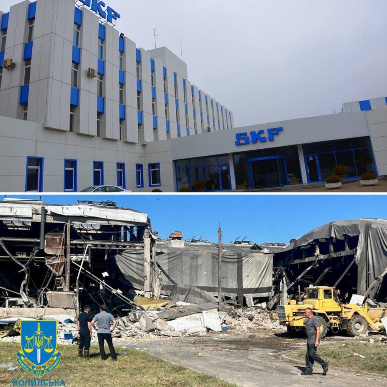 瑞典軸承製造商斯凱孚(SKF)位於烏克蘭盧茨克的工廠在14日夜裡遭到飛彈攻擊，造成3名員工死亡。(圖取自推特)