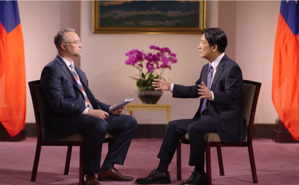 副總統賴清德近期接受彭博專訪表示，台海緊張根源在中國，台灣安全是全世界的問題，國際紅線就是台灣的紅線。(翻攝YT@Bloomberg Television)