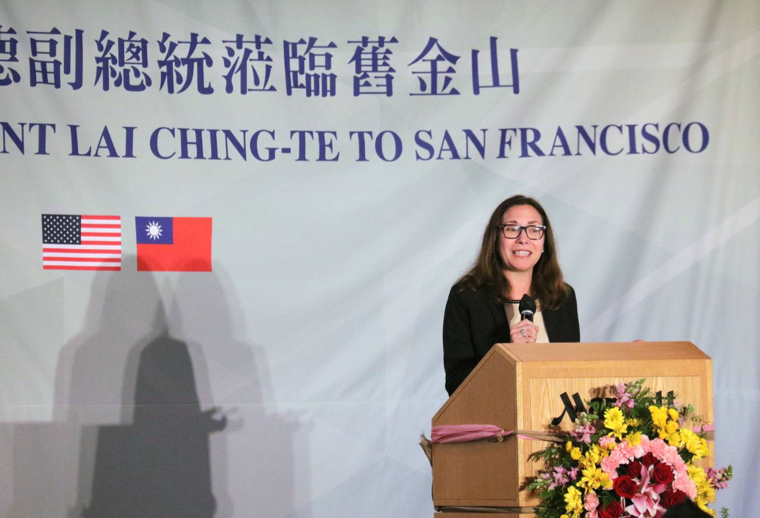 美國在台協會(AIT)主席羅森柏格(Laura Rosenberger)出席副總統賴清德在舊金山舉行的僑宴。(歐陽夢萍 攝)