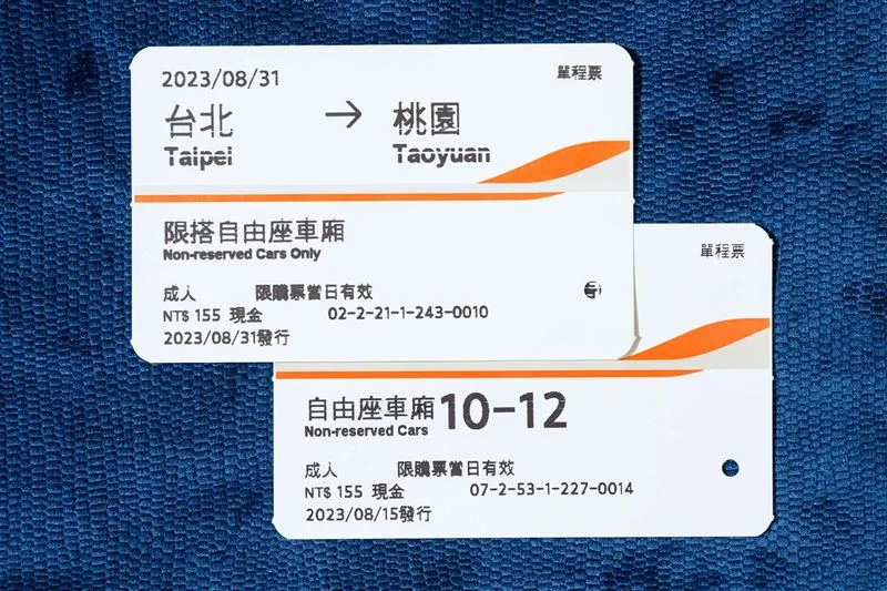 高鐵車票取消「10～12節自由座車廂」字樣。（圖／台灣高鐵提供）