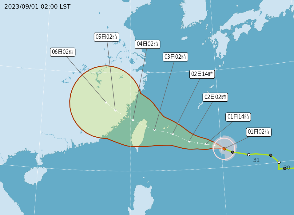輕度颱風海葵路徑圖。 (圖:中央氣象局)