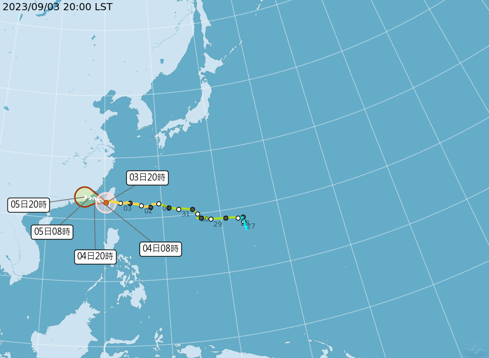 海葵颱風潛勢預測。(圖：中央氣象局提供)